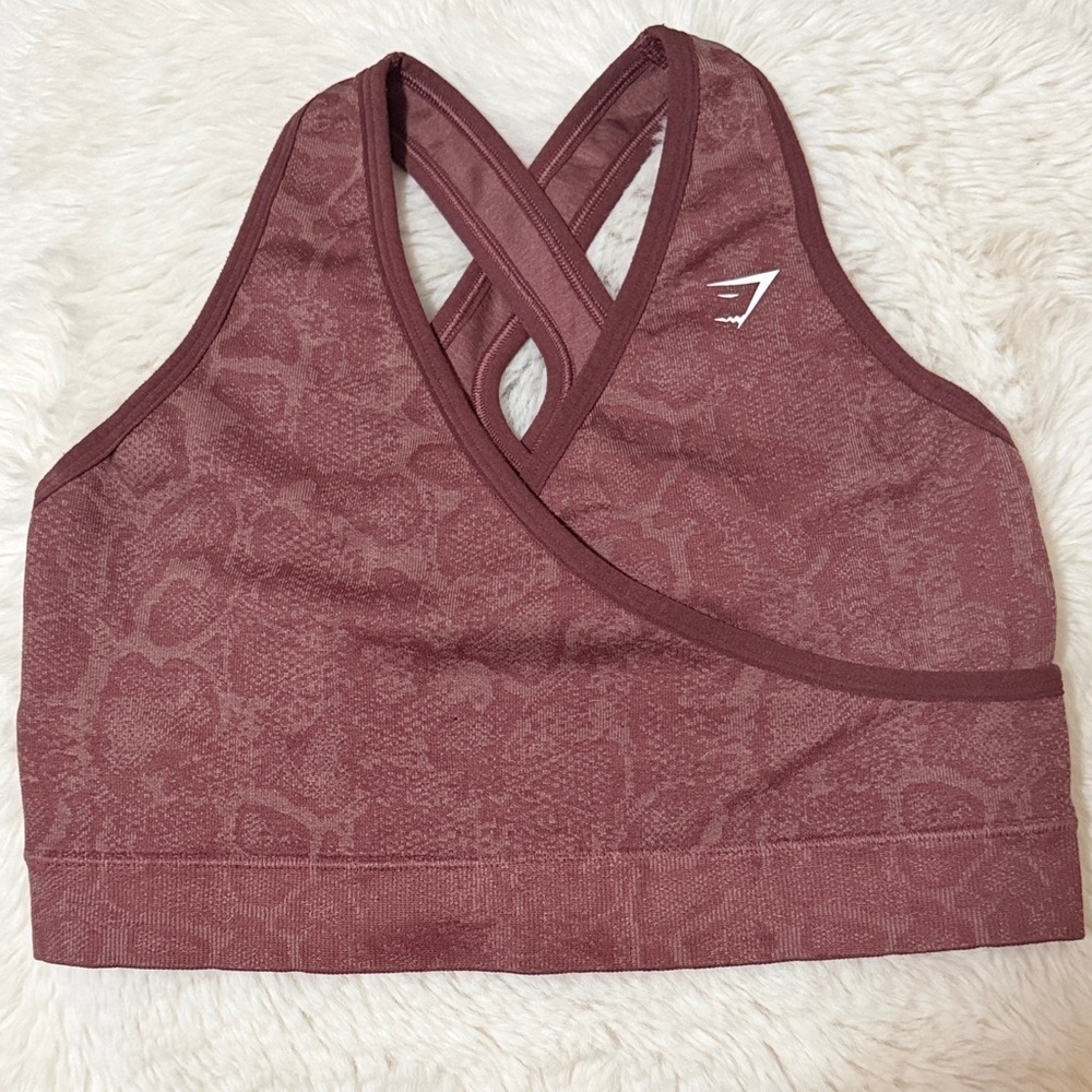 Gymshark Cross-Back Sports Bra - Maroon - Picture 1 of 4